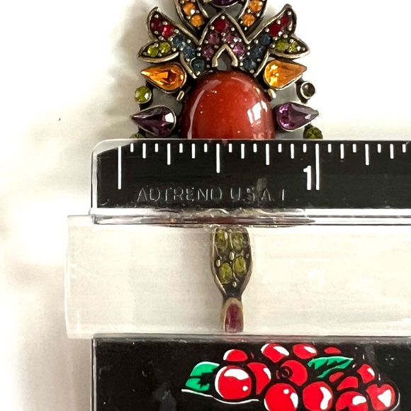 Heidi Daus vintage long drop carnelian beads clip on Earrings - Picture 8 of 8